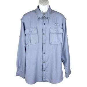 Cabela's Button Down Shirt Men Extra Large Blue Gingham Long Sleeve Outdoor